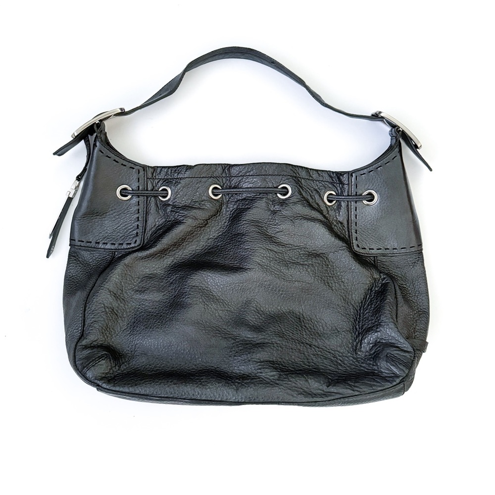 Cole Haan Dark Gray Metallic Drawstring Hobo Shoulder Bag